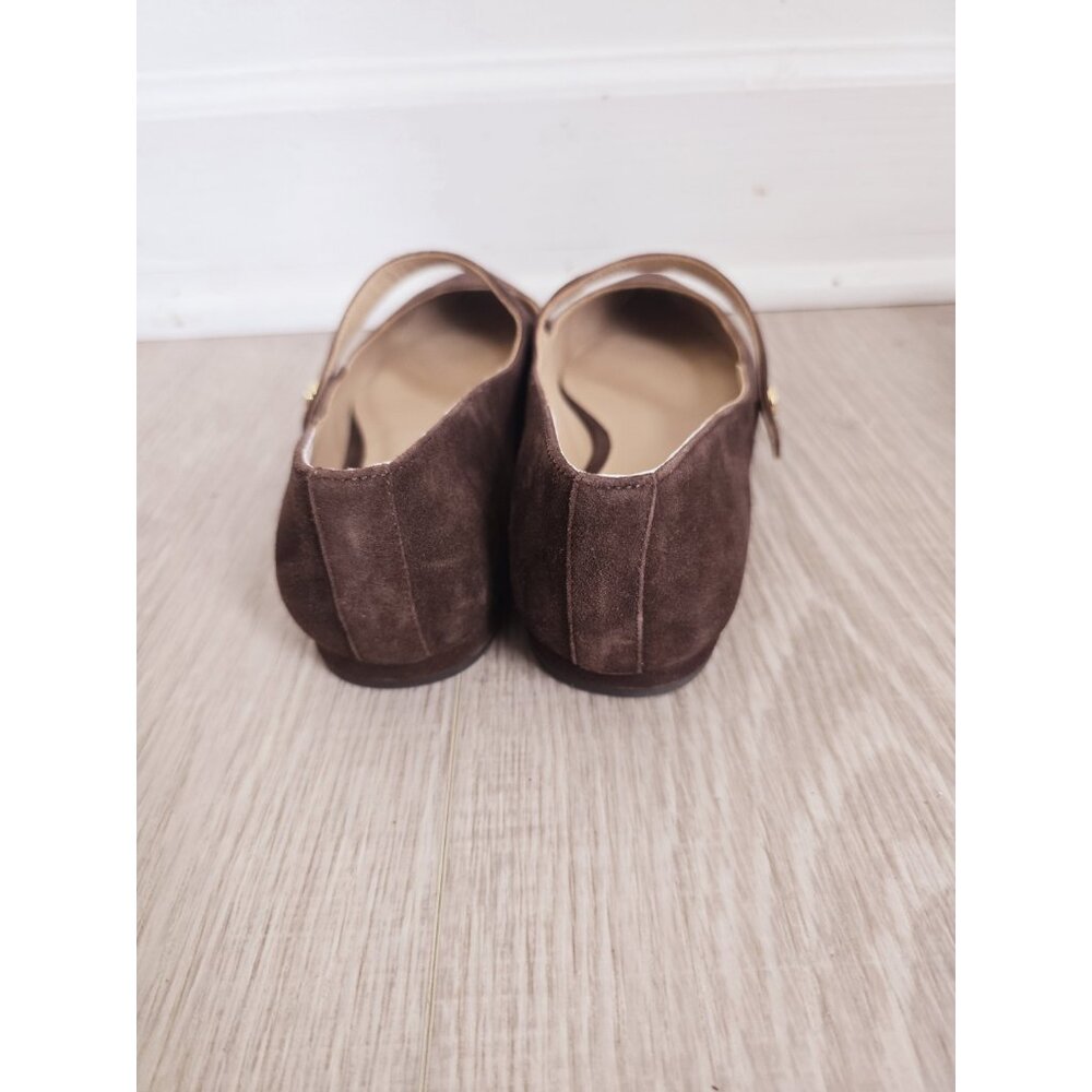 Lauren Ralph Lauren Londyn Suede Mary Jane Flats 8.5 Brown Pointed Toe Slip On - Picture 8 of 11